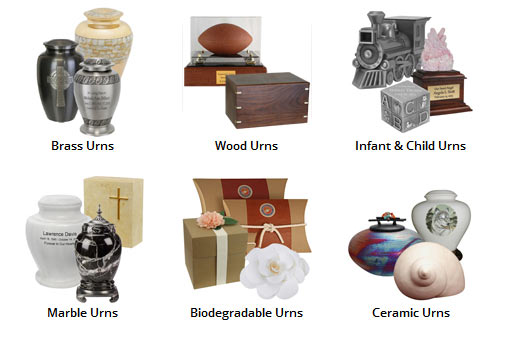 Picture of urns and memorial boxes